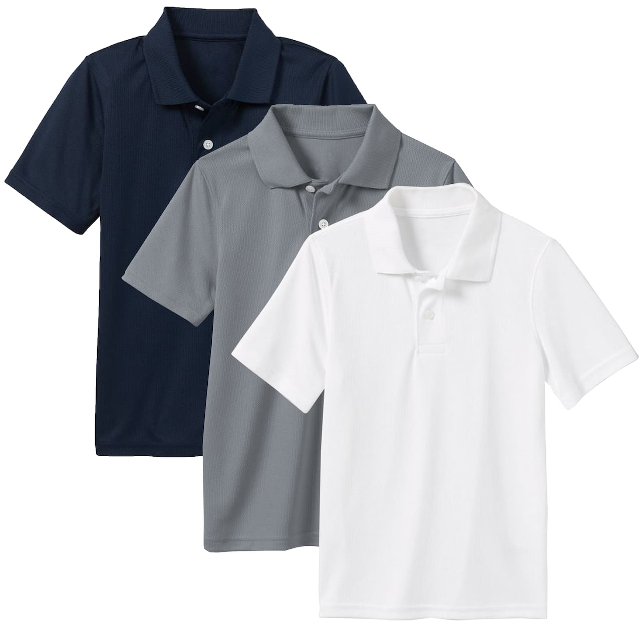 Galaxy by Harvic Boys Moisture Wicking Short Sleeve Polos 3 Pack